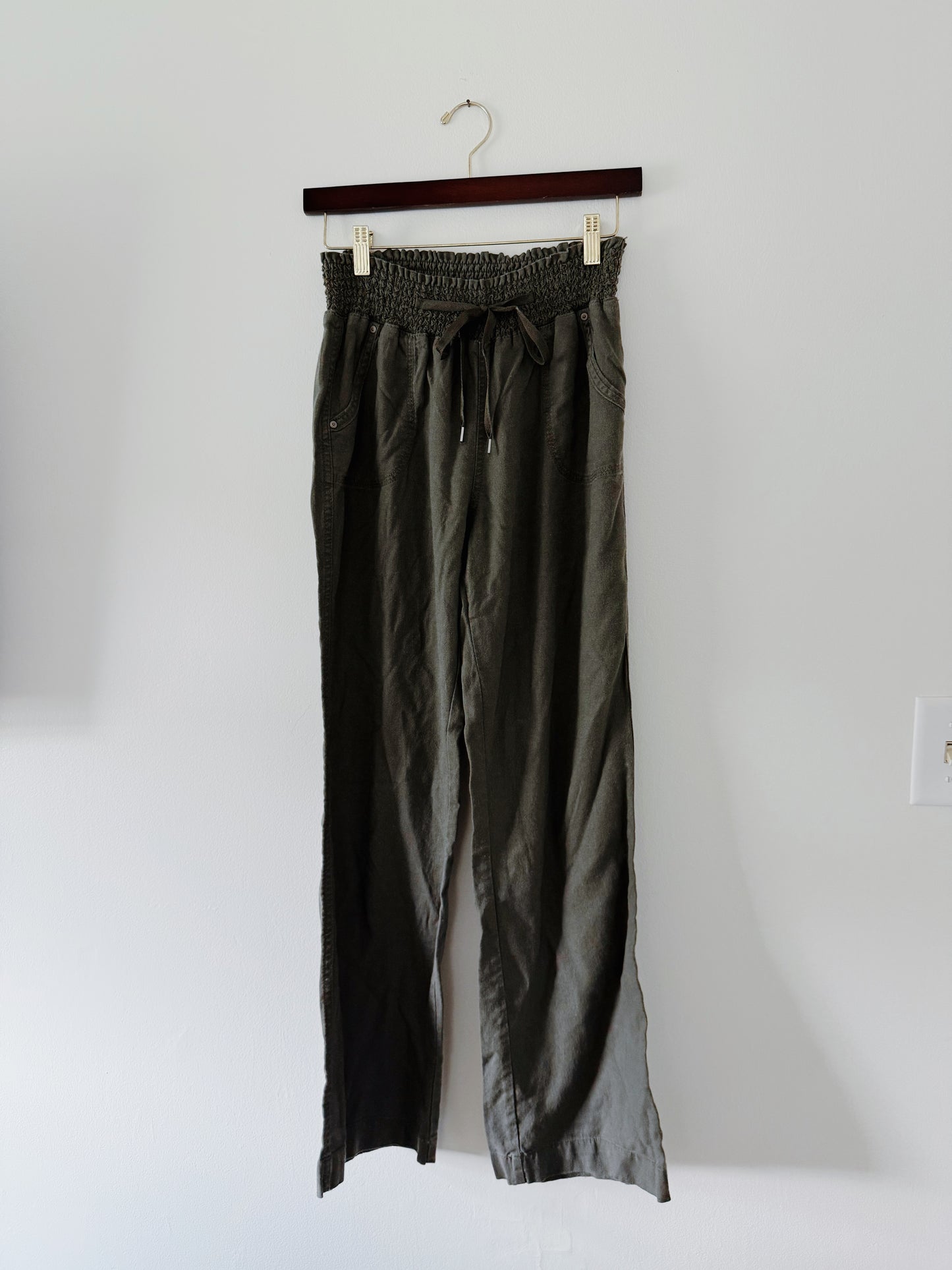 Dark Green Drawstring Pants