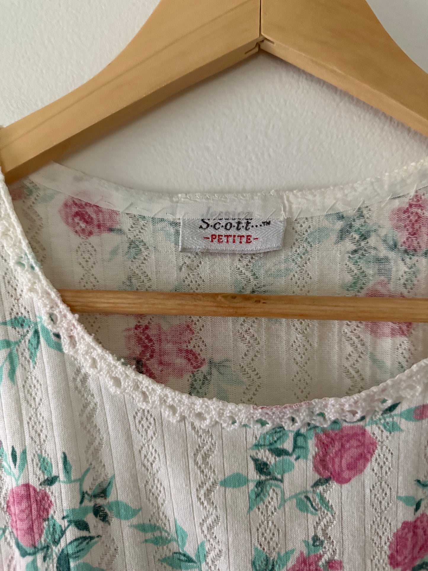 Vintage Floral Pointelle Top