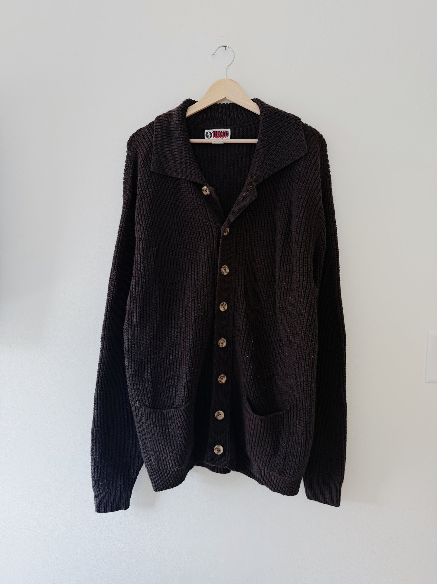Vintage Long Chocolate Brown Cardigan (L)