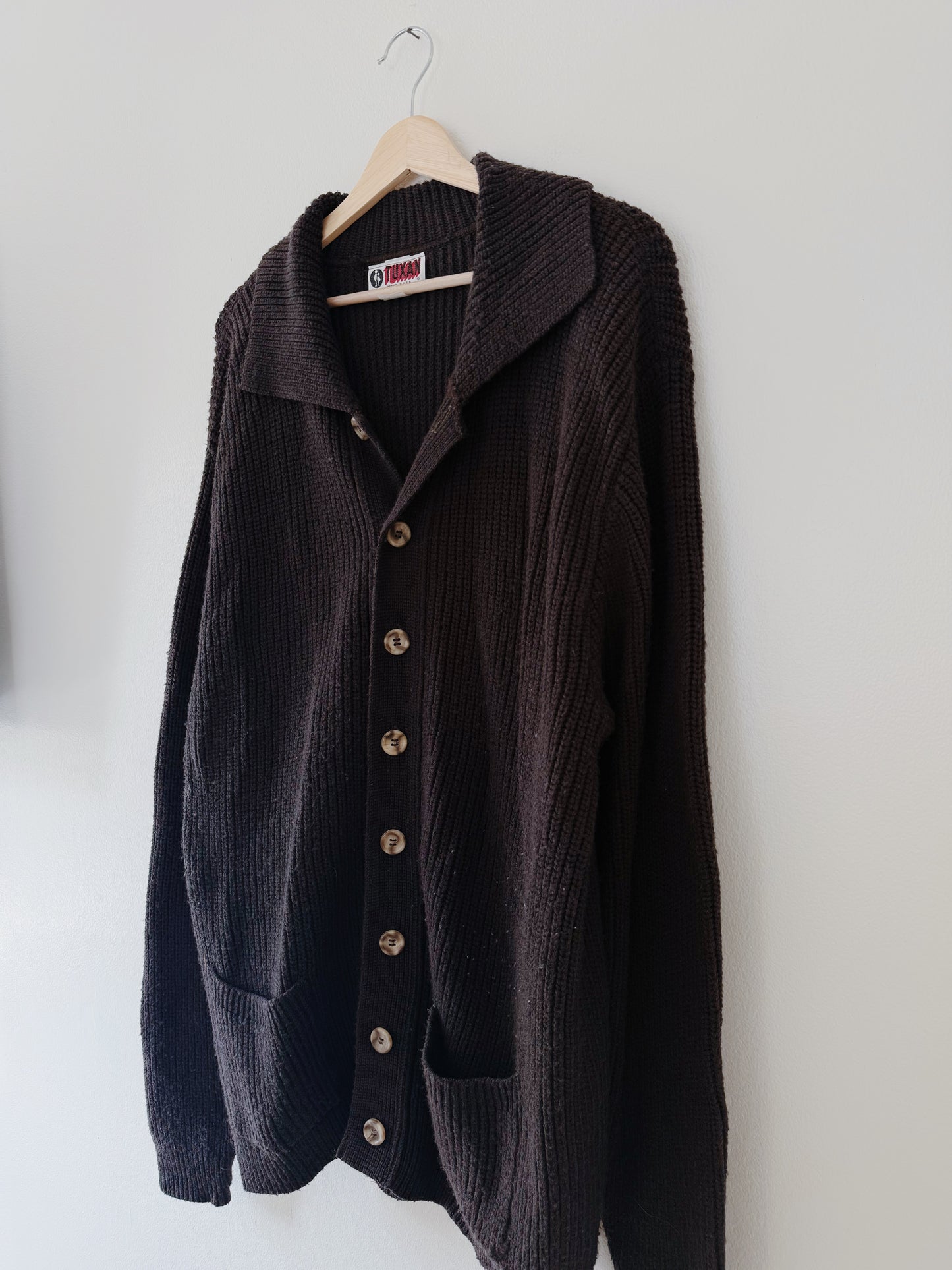 Vintage Long Chocolate Brown Cardigan (L)