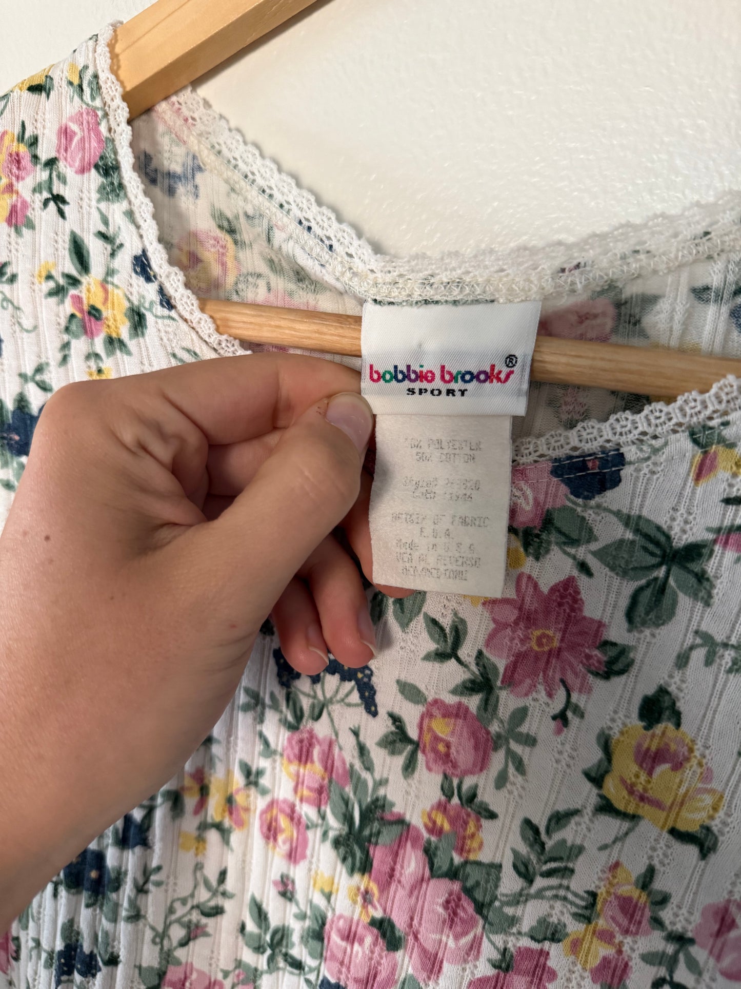 Vintage Floral Pointelle Top (S/M)