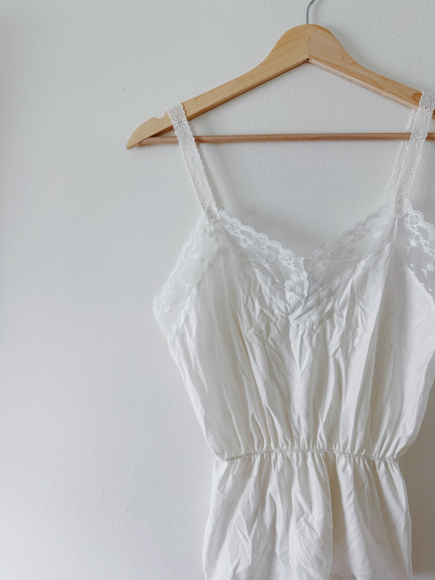 Vintage Satin Top with Lace Straps (S)