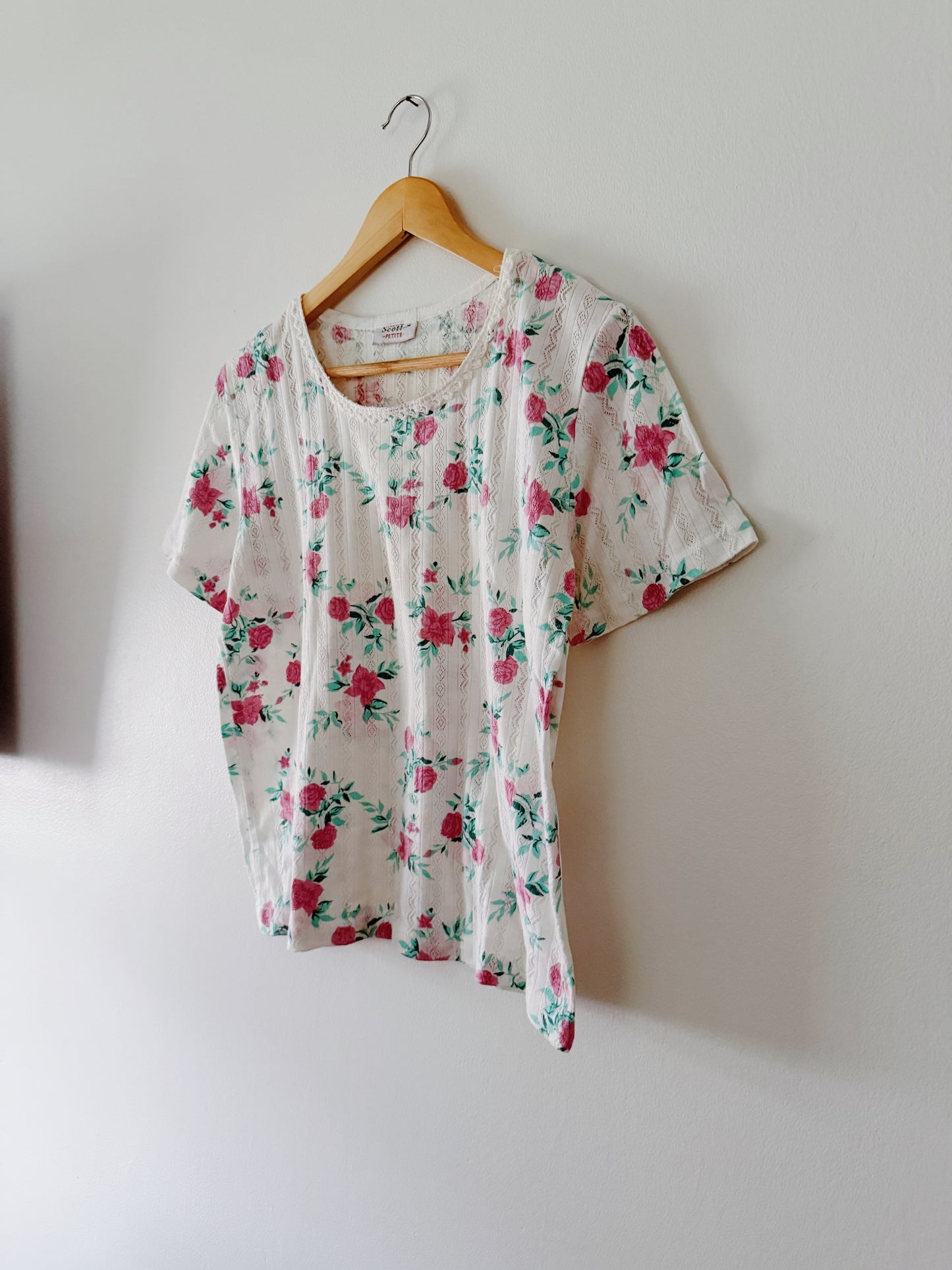 Vintage Floral Pointelle Top