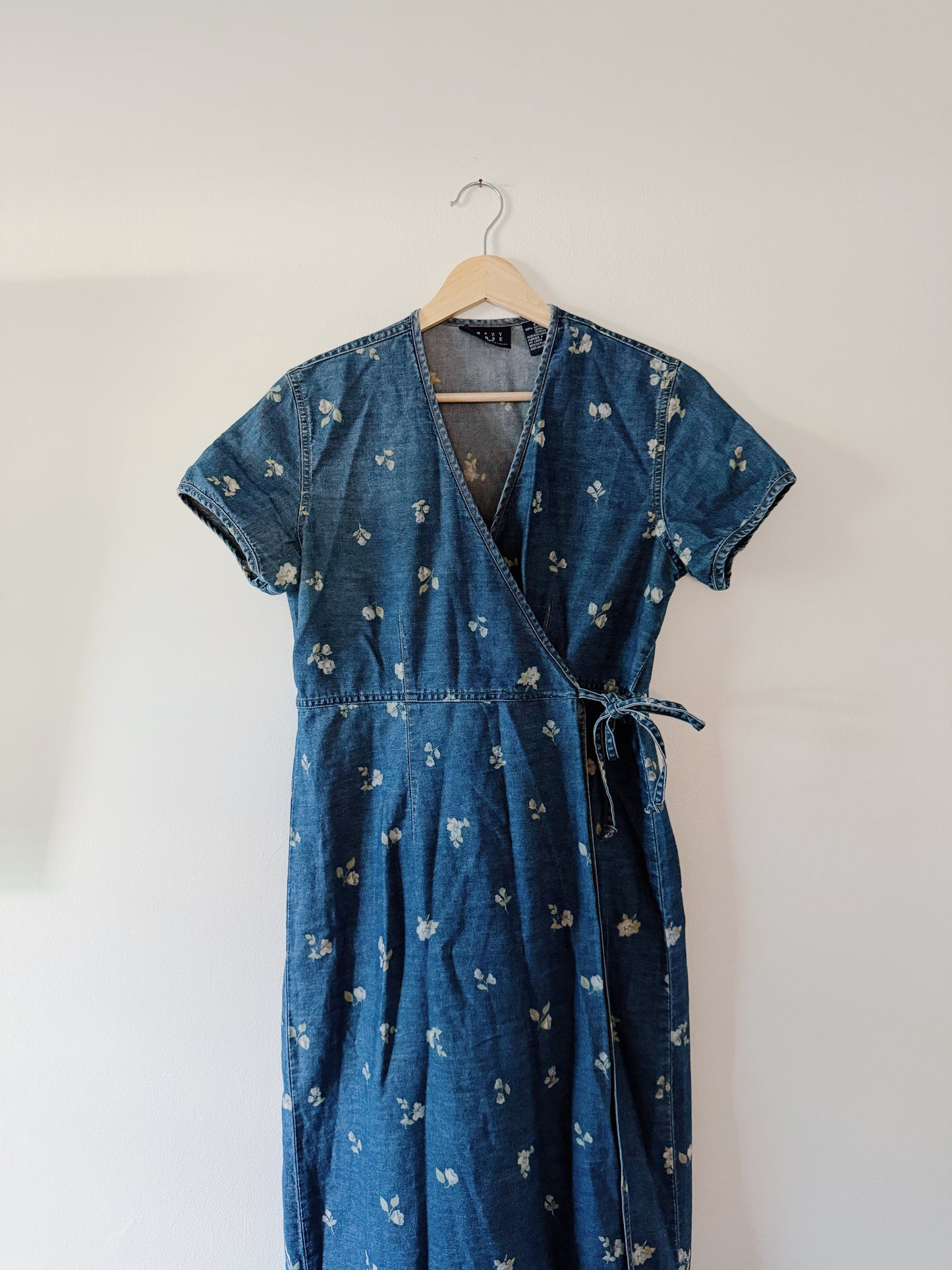 Floral Denim Wrap Dress (S)