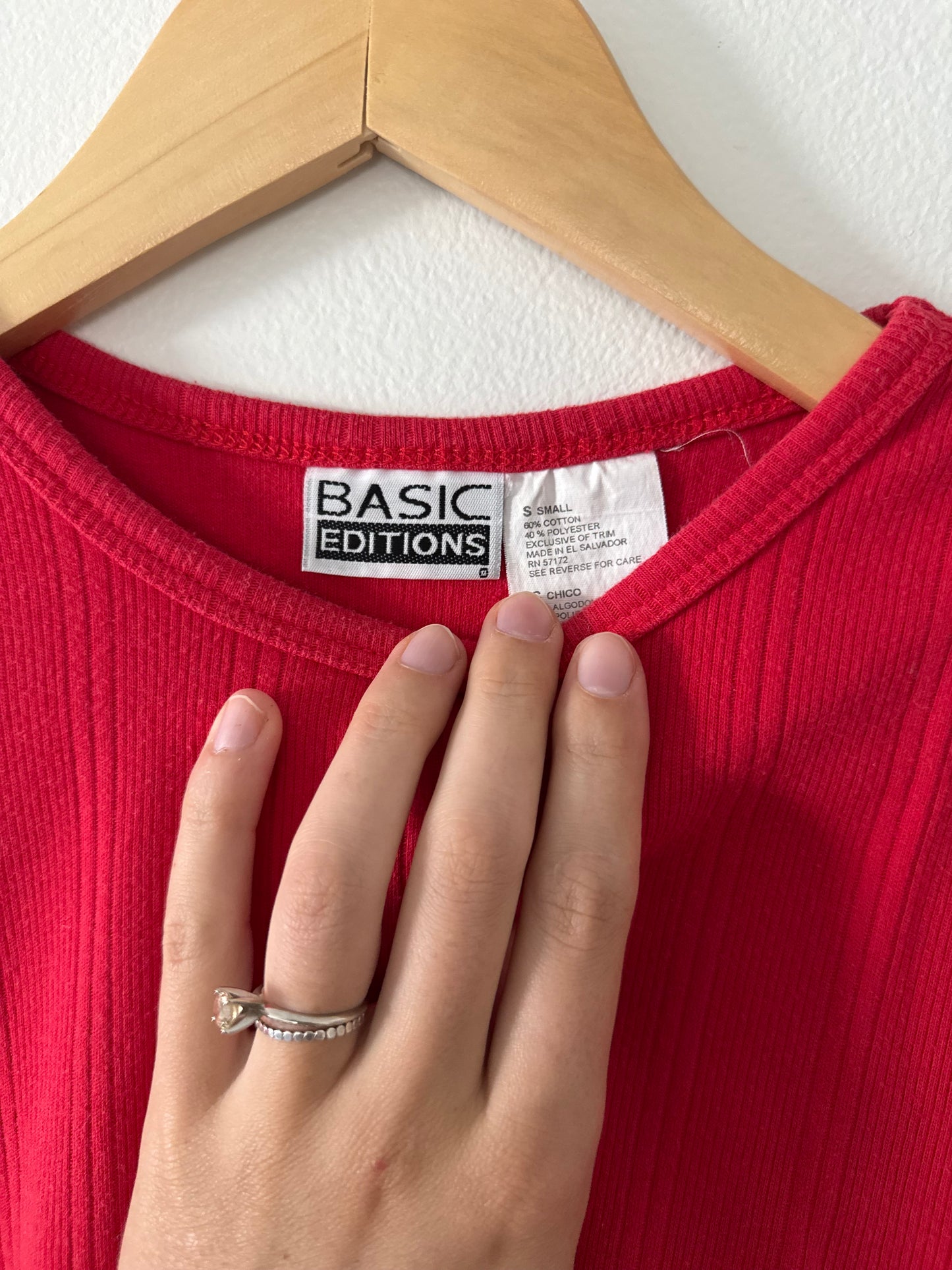 Red Ribbed Tee (S)