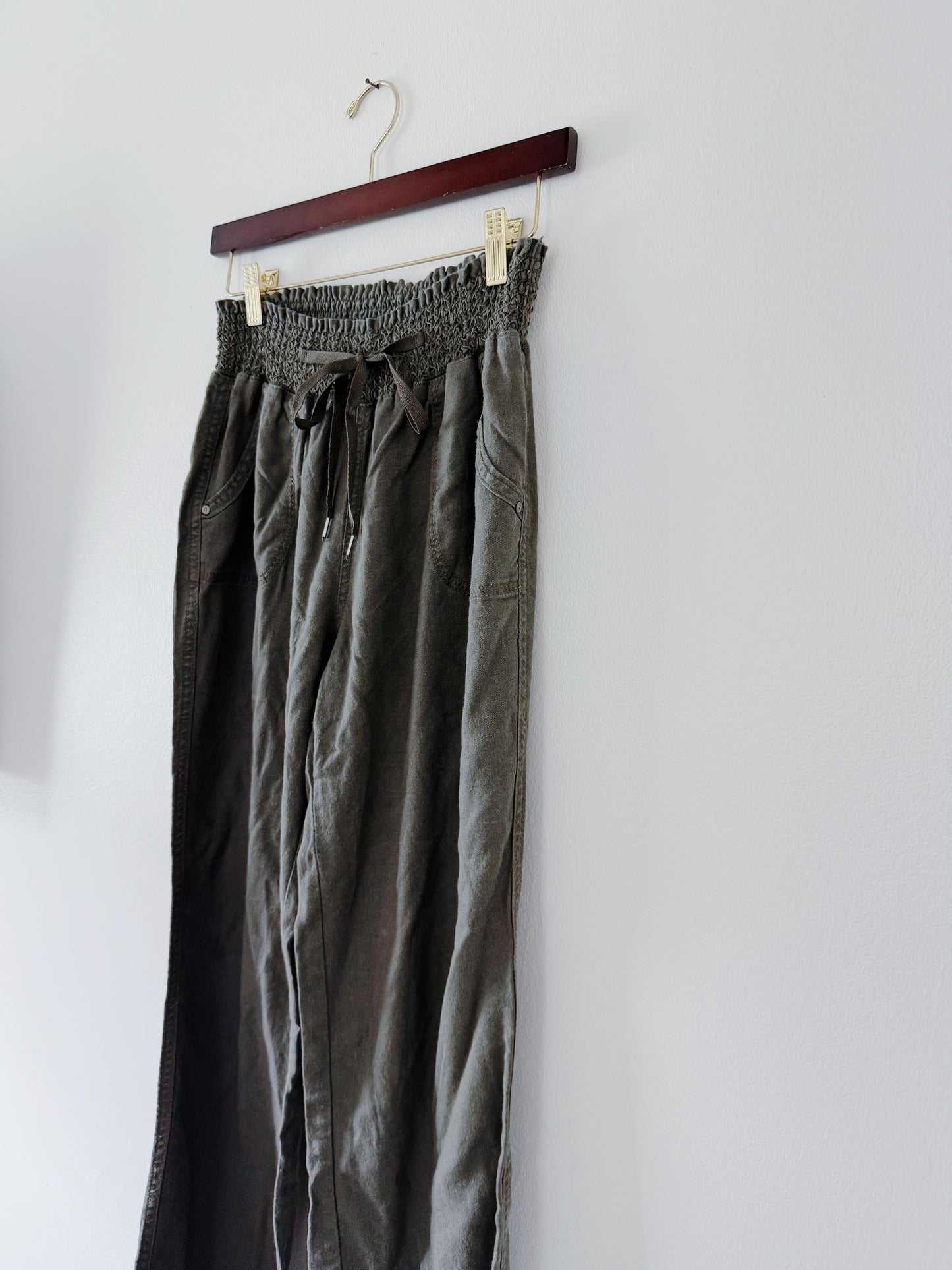 Dark Green Drawstring Pants
