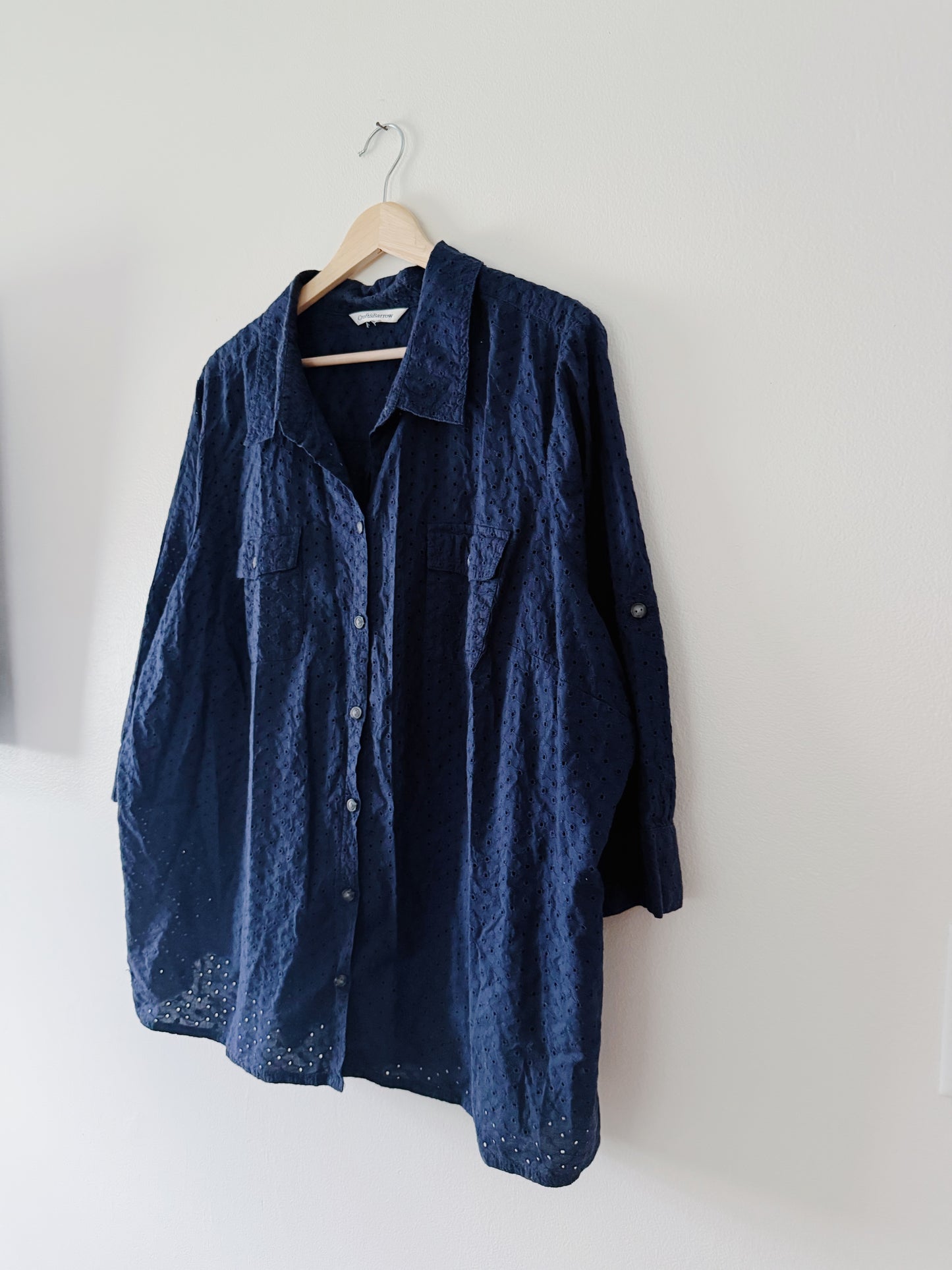 Navy Eyelet Button Up (XL)