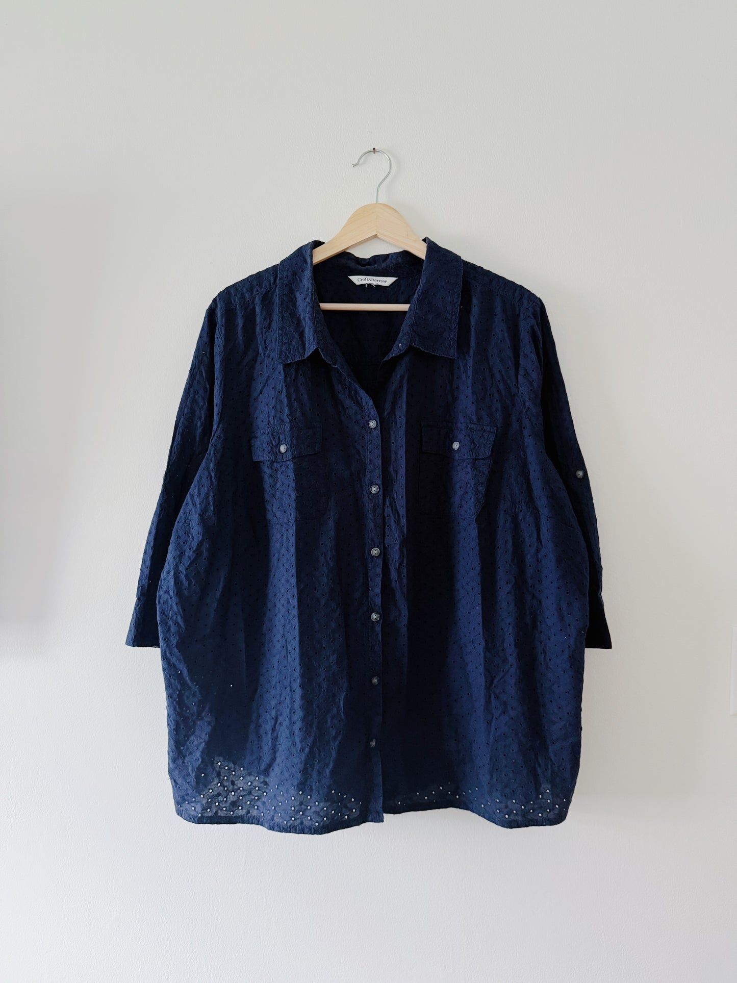 Navy Eyelet Button Up (XL)