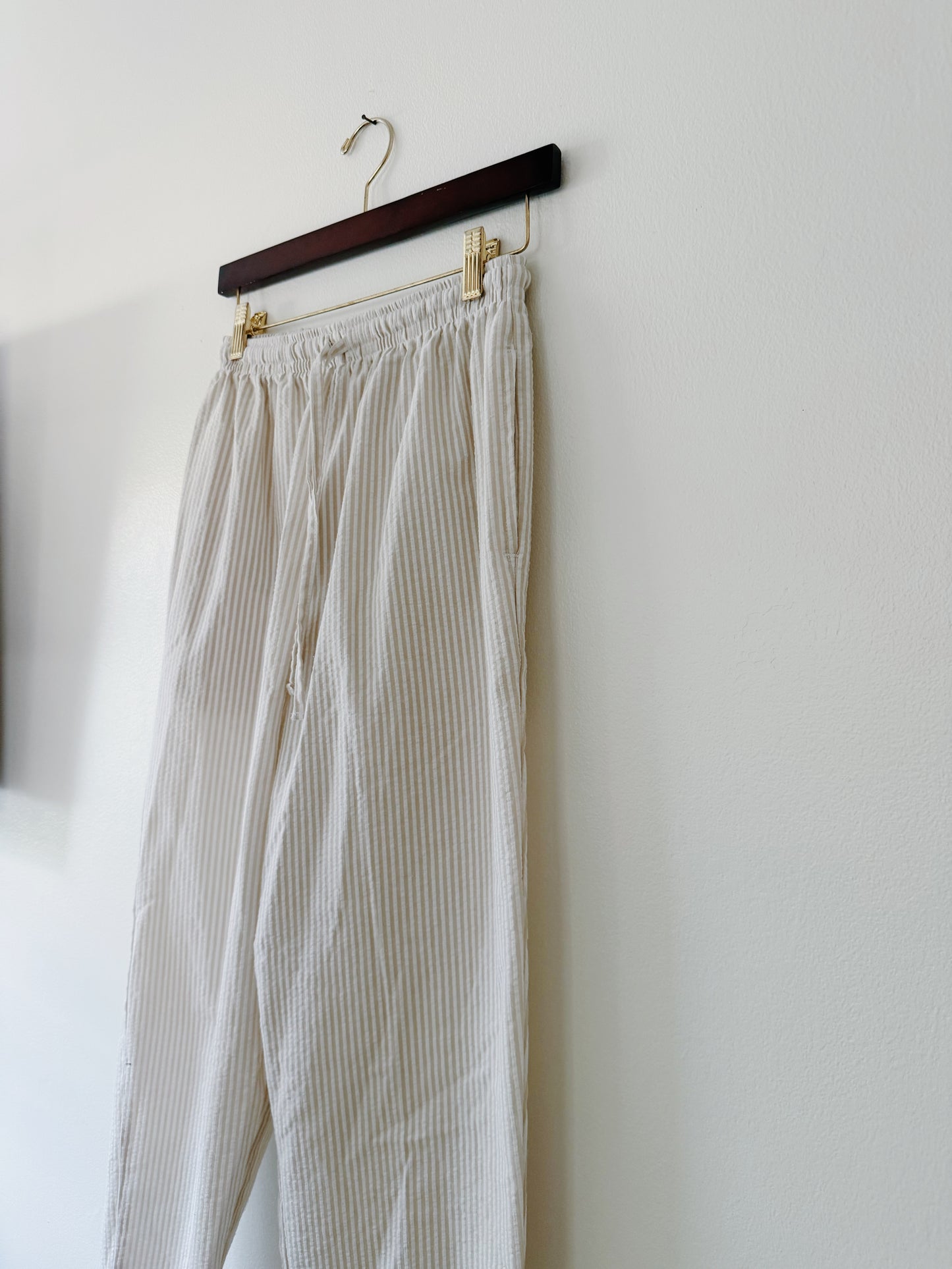 Cream and White Stripe Pants (XS)