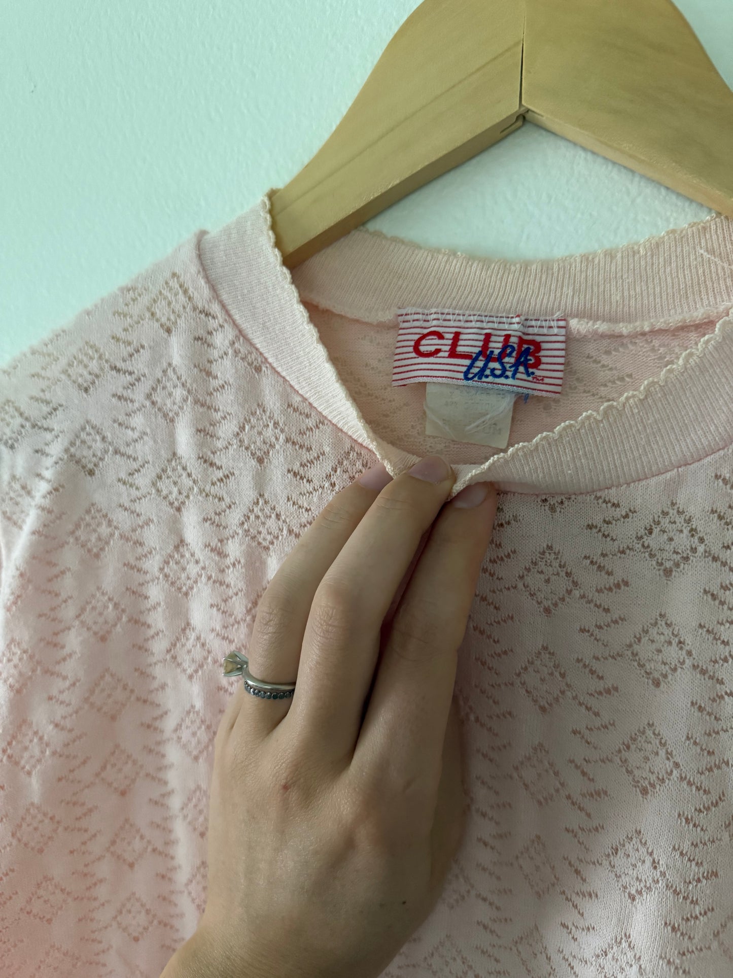 Pink Pointelle Top (M)