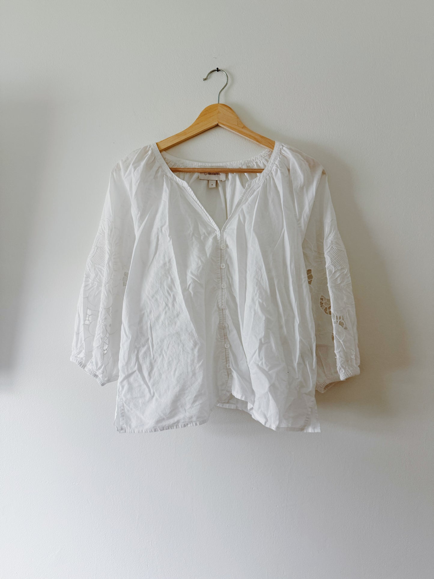 Cleobella Flowy Top with Embroidered Sleeves (S)