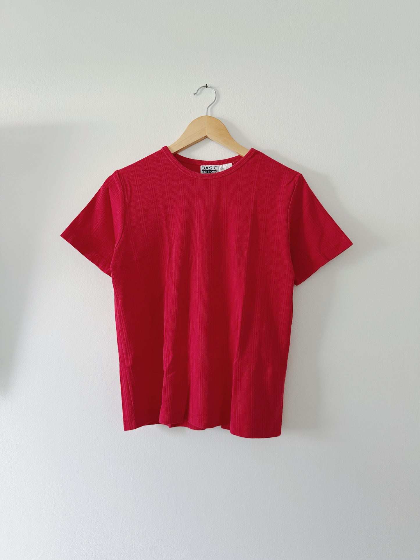 Red Ribbed Tee (S)