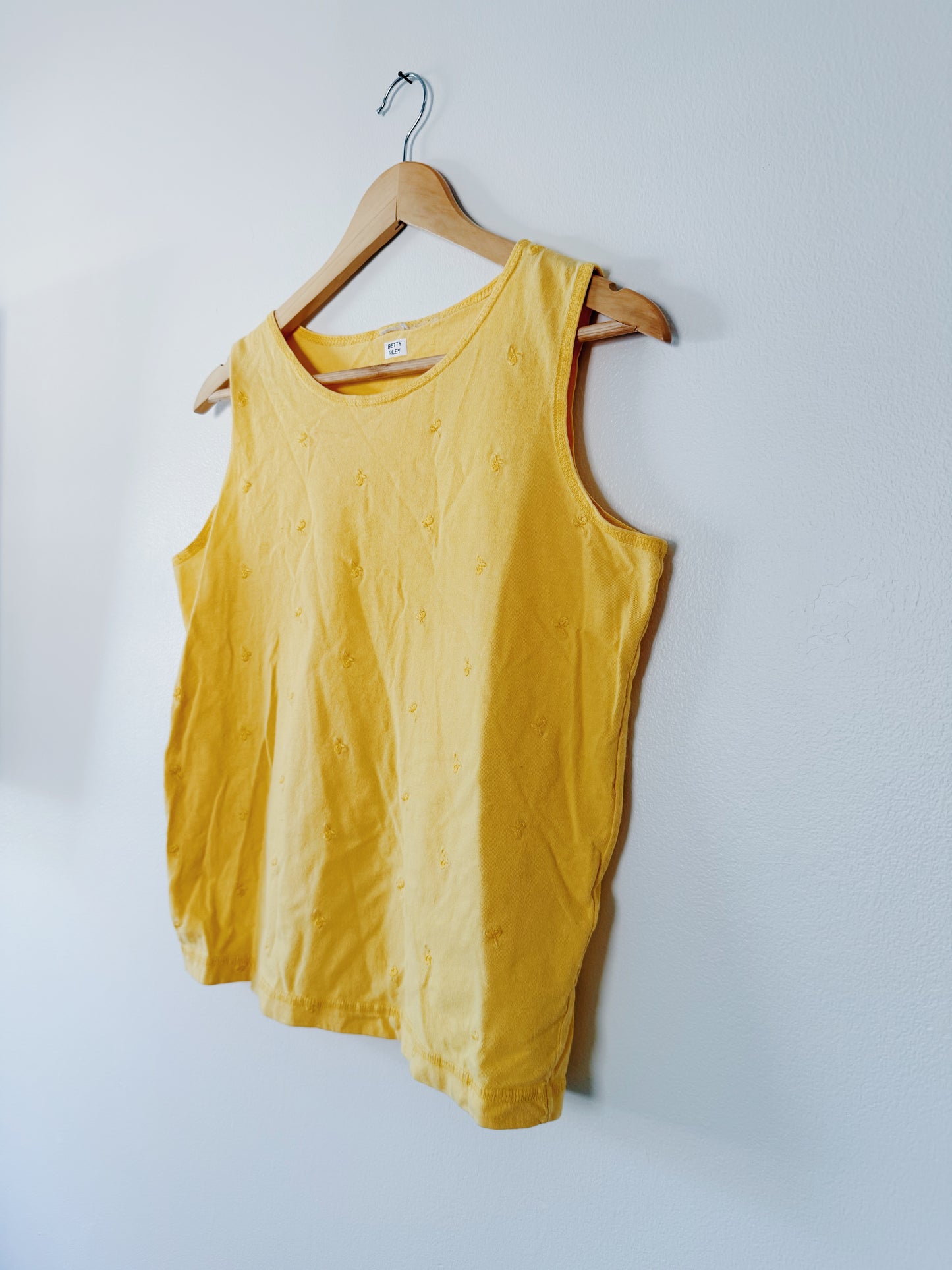 Yellow Tank with Embroidered Flowers