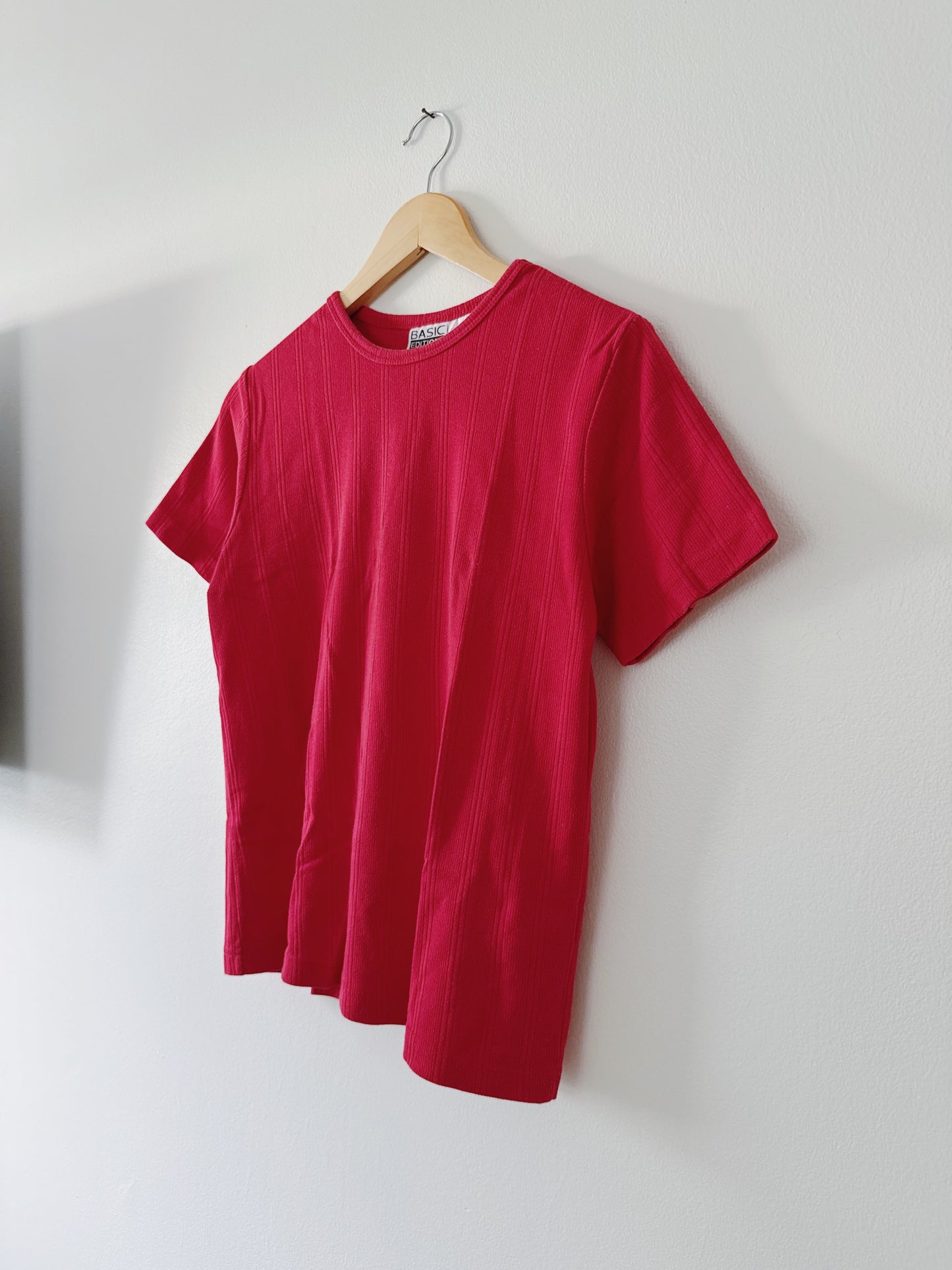 Red Ribbed Tee (S)