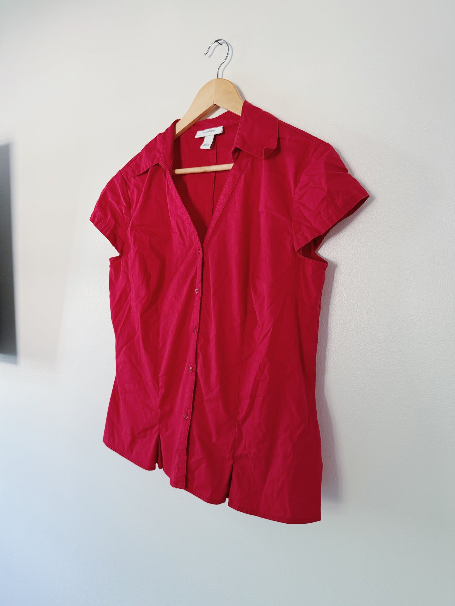 Red Button Down Top (L)