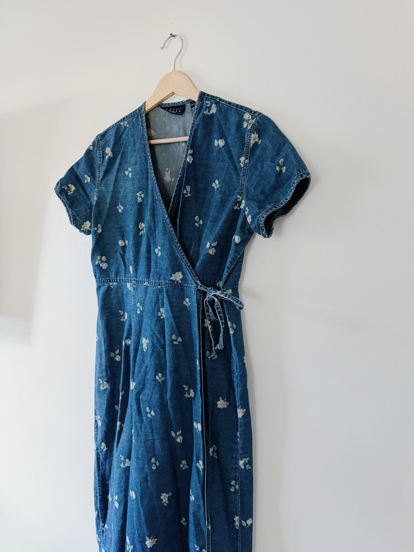 Floral Denim Wrap Dress (S)
