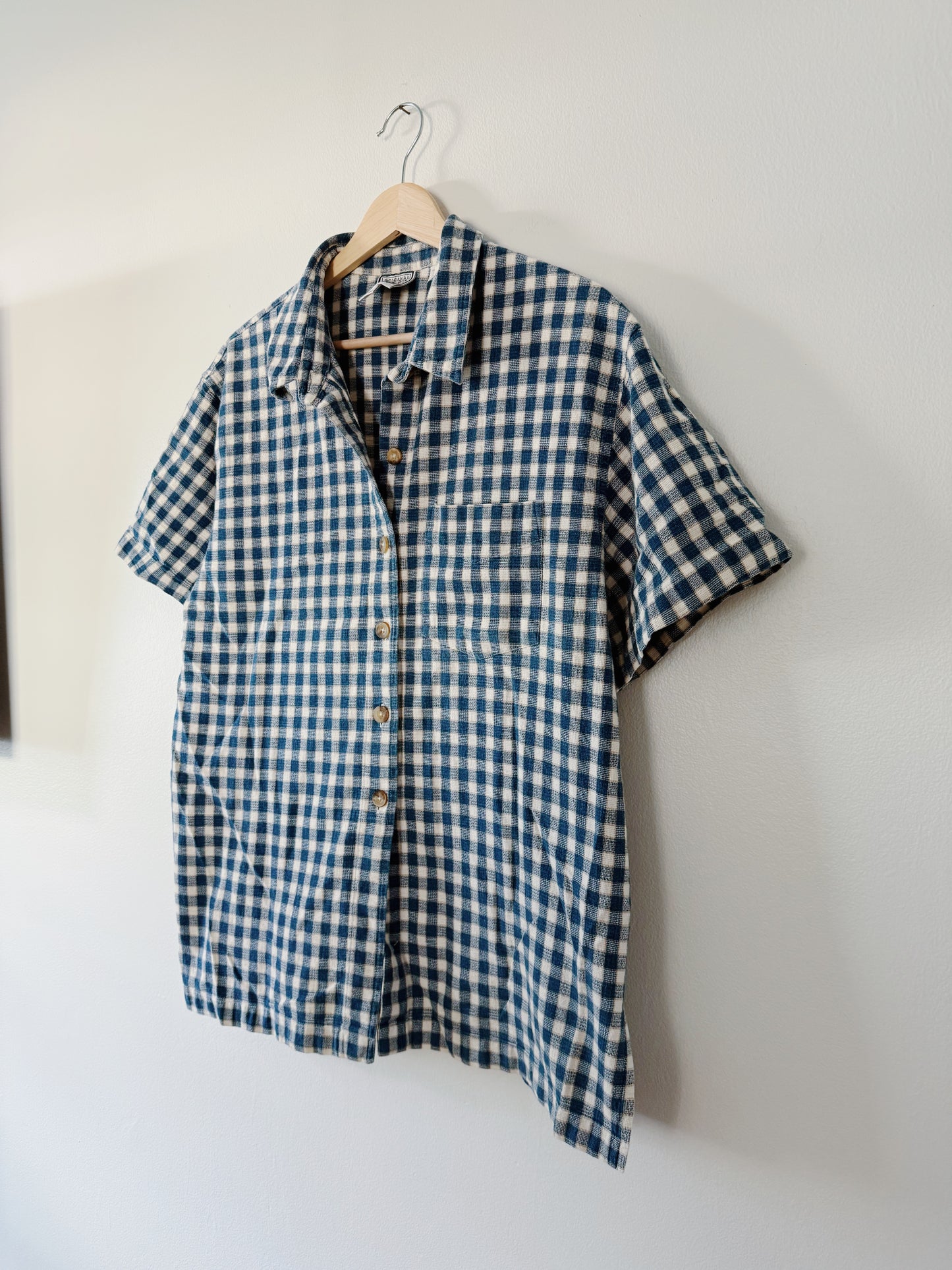 Gingham Button Up Top (L)
