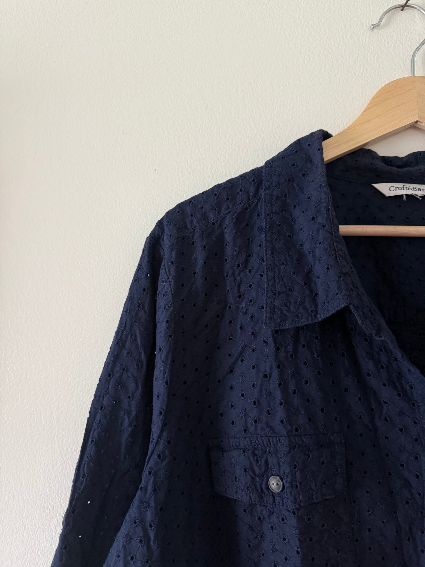Navy Eyelet Button Up (XL)