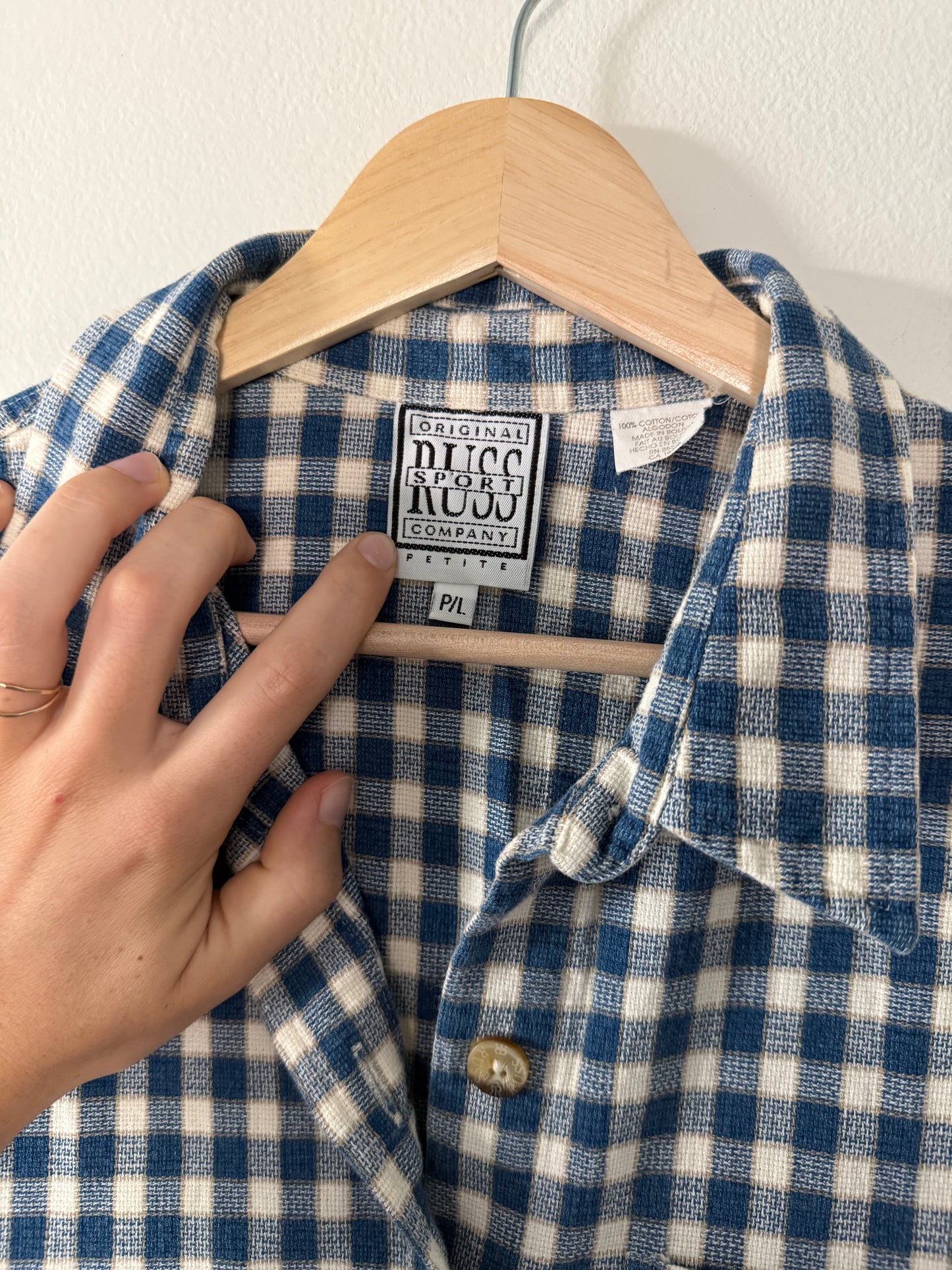 Gingham Button Up Top (L)
