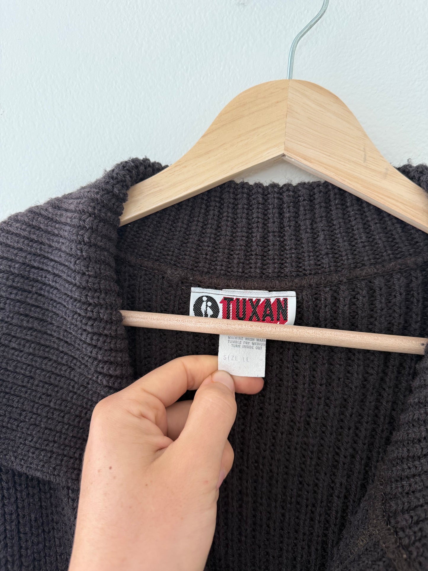 Vintage Long Chocolate Brown Cardigan (L)