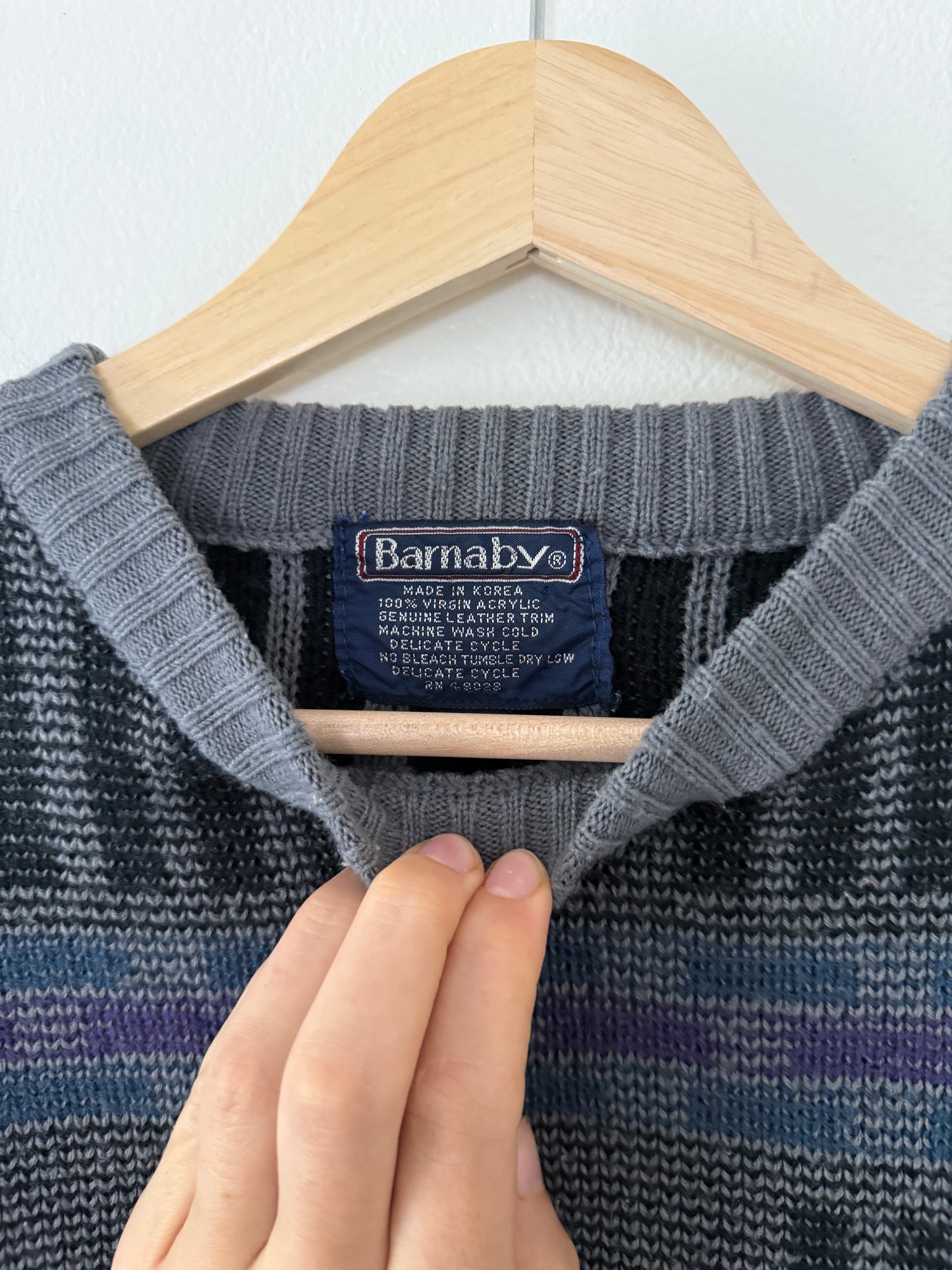 Vintage Sweater with Leather Detail (L)