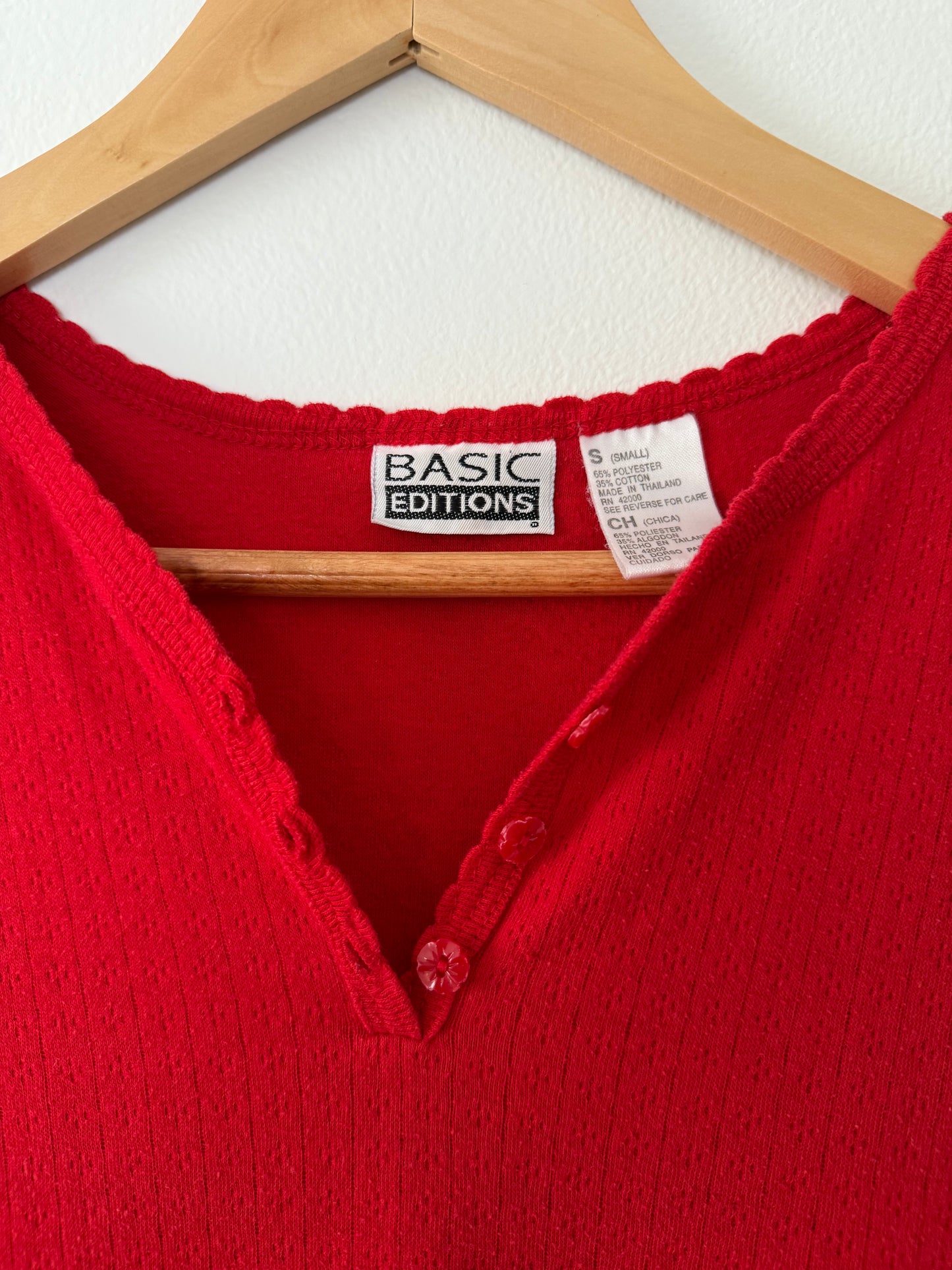 Red Pointelle Shirt (S)