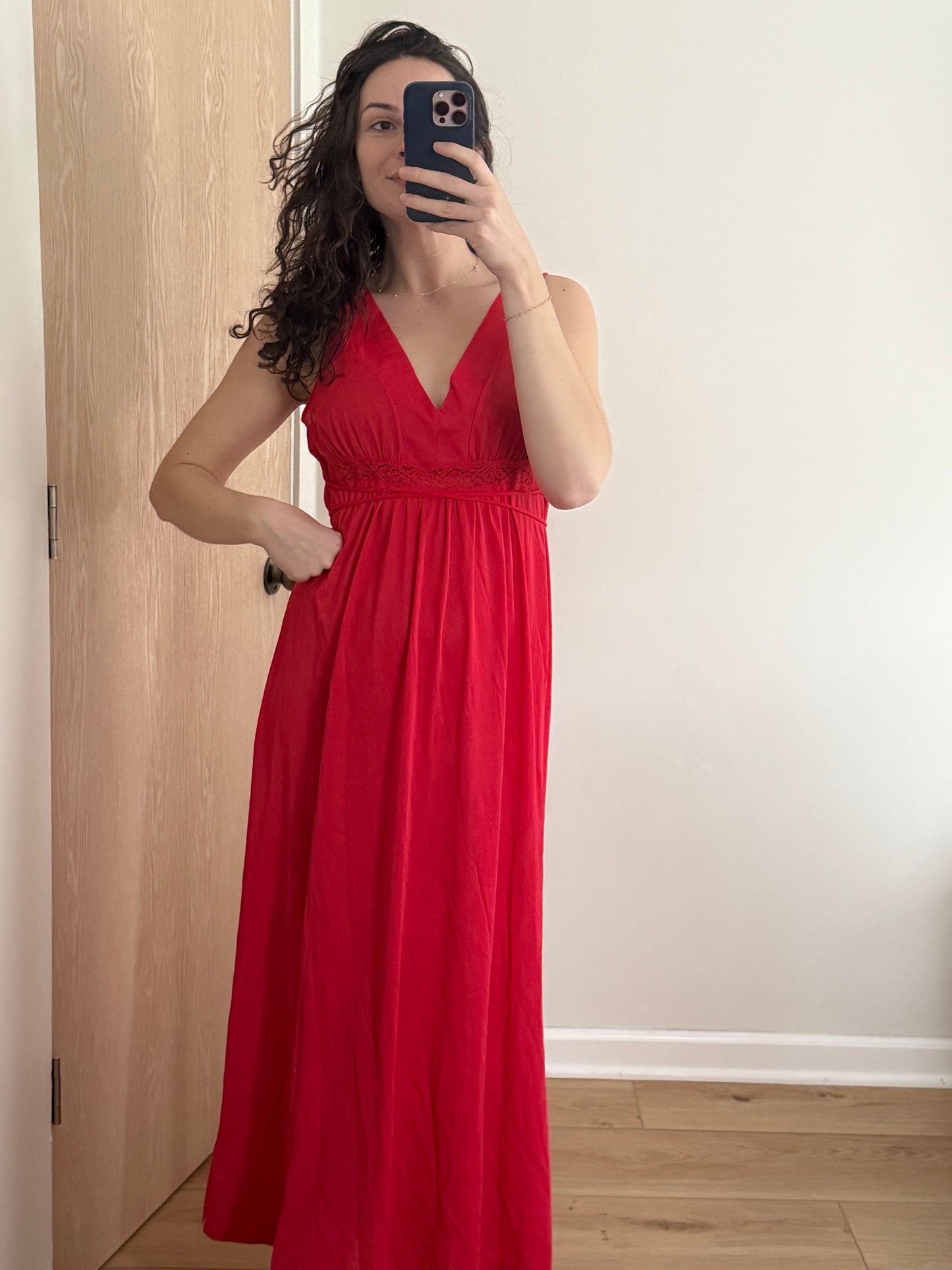 Red Lace Satin Dress