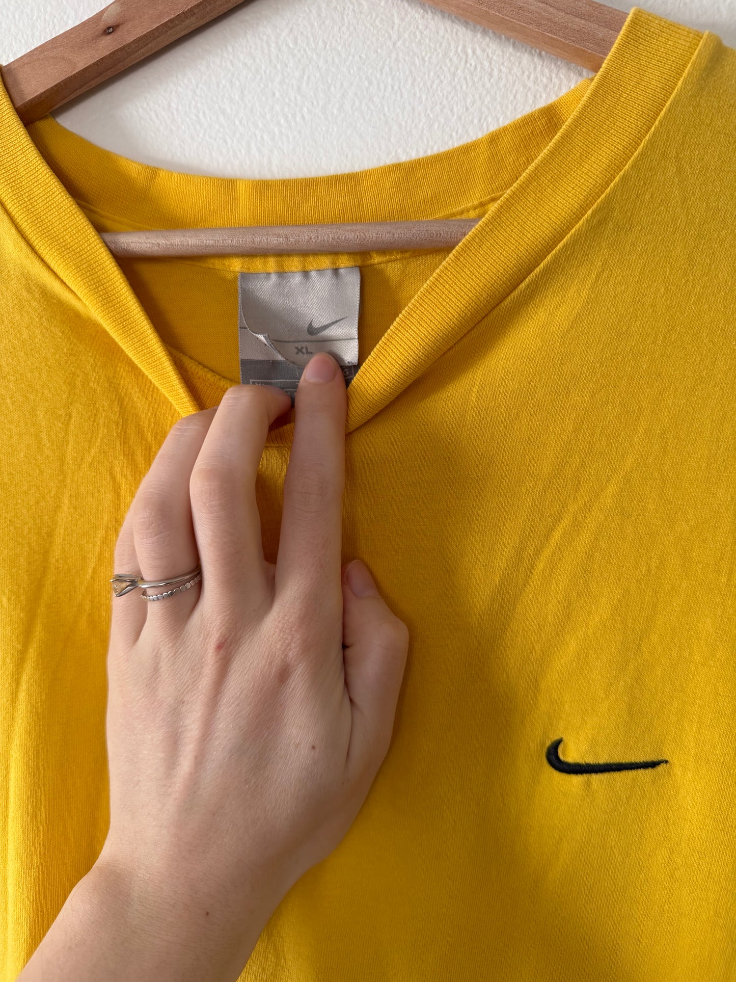 Yellow and Navy Embroidered Nike Tee (XL)