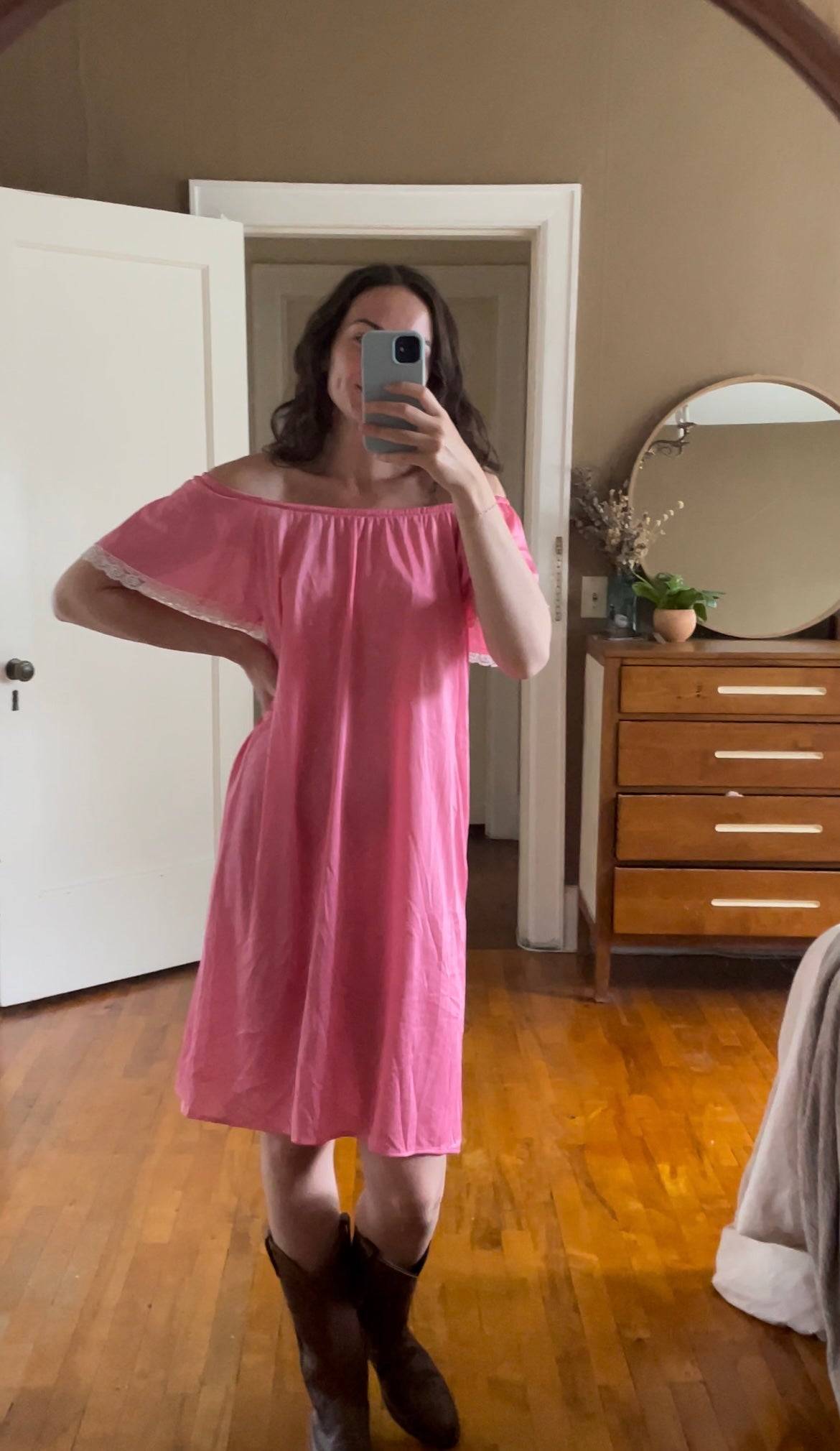 Vintage Pink Slip Dress (L)