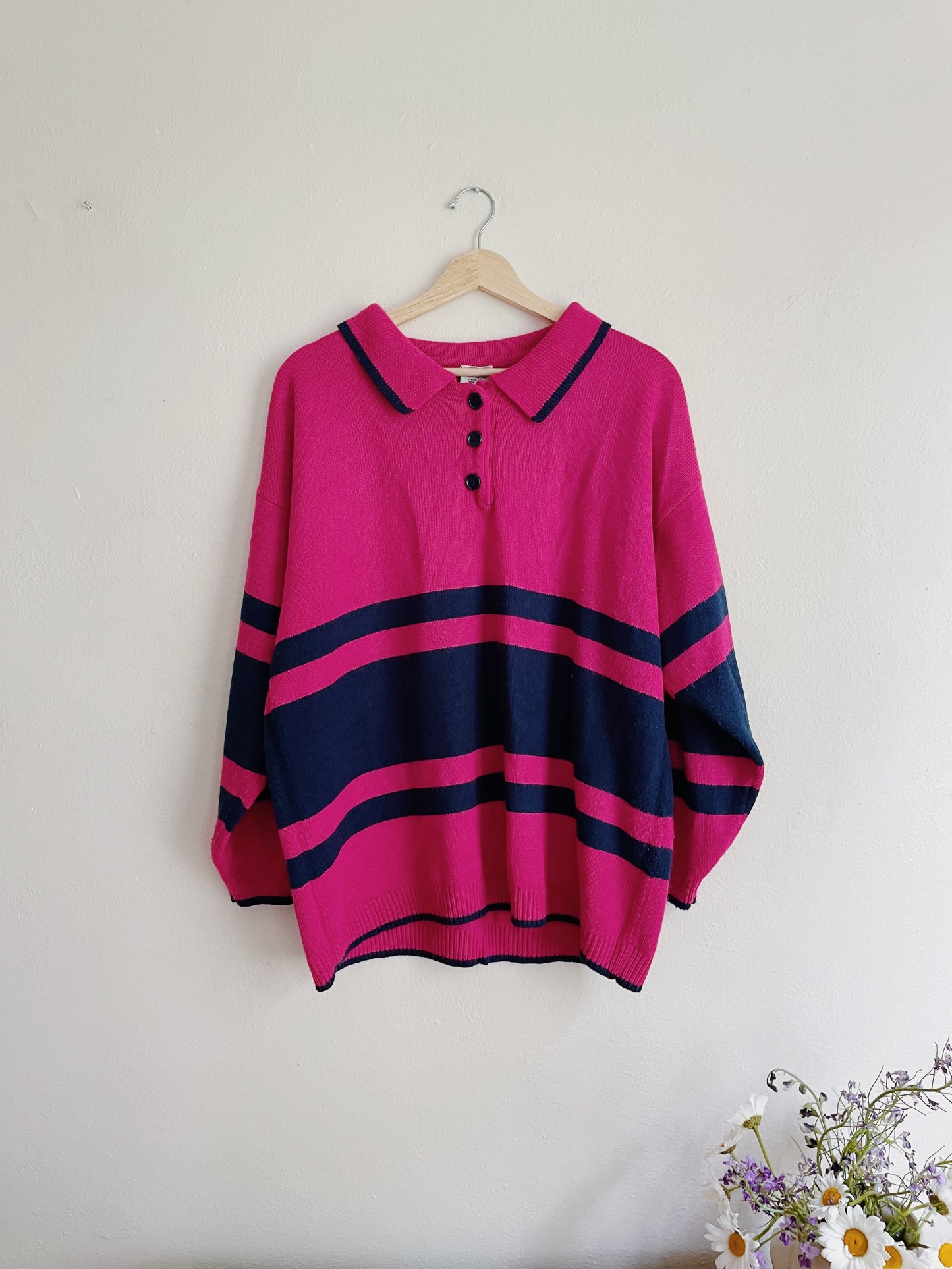 Blue and Pink Striped Sweater (XL)