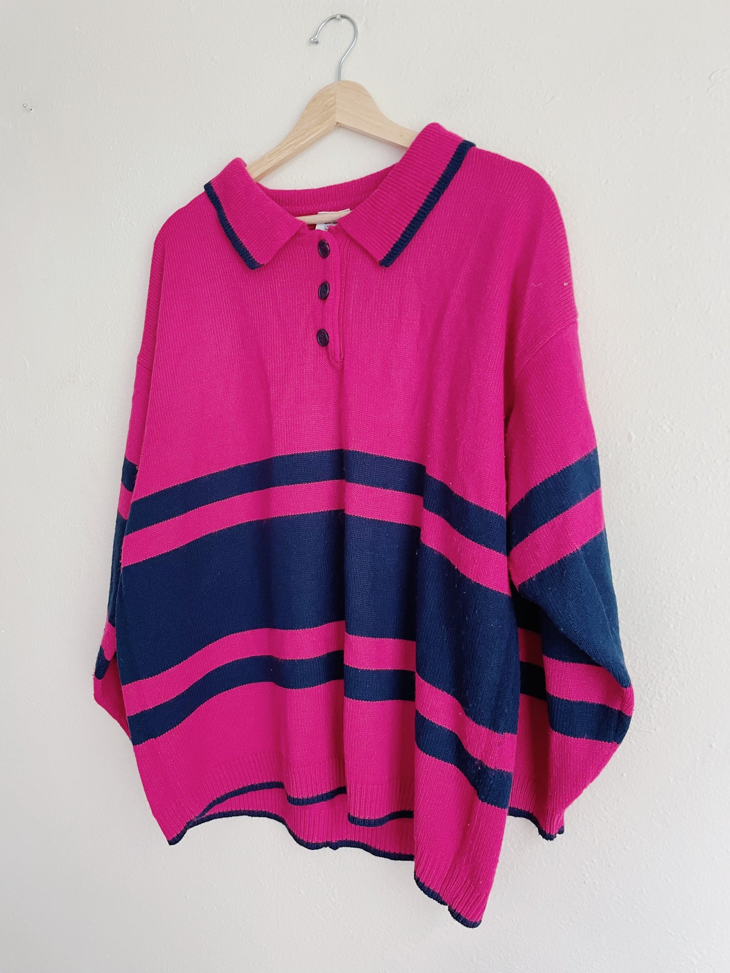 Blue and Pink Striped Sweater (XL)
