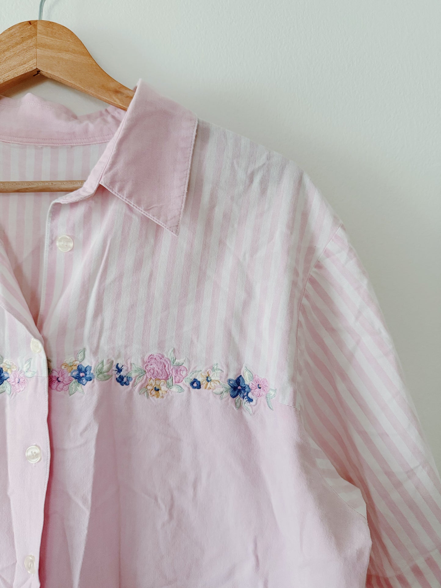 Embroidered Floral Button Up Top