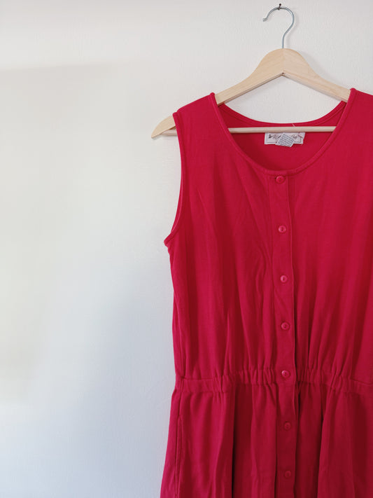 Vintage Red Cotton Dress (M)