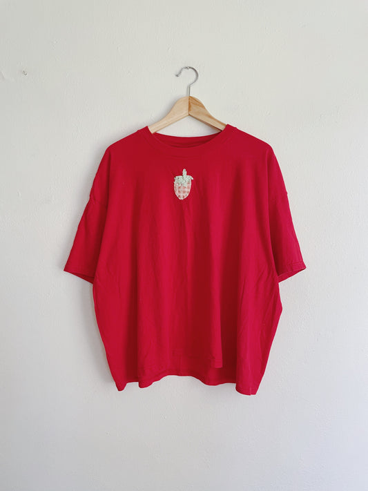 Hand Embroidered Strawberry Tee (XL)