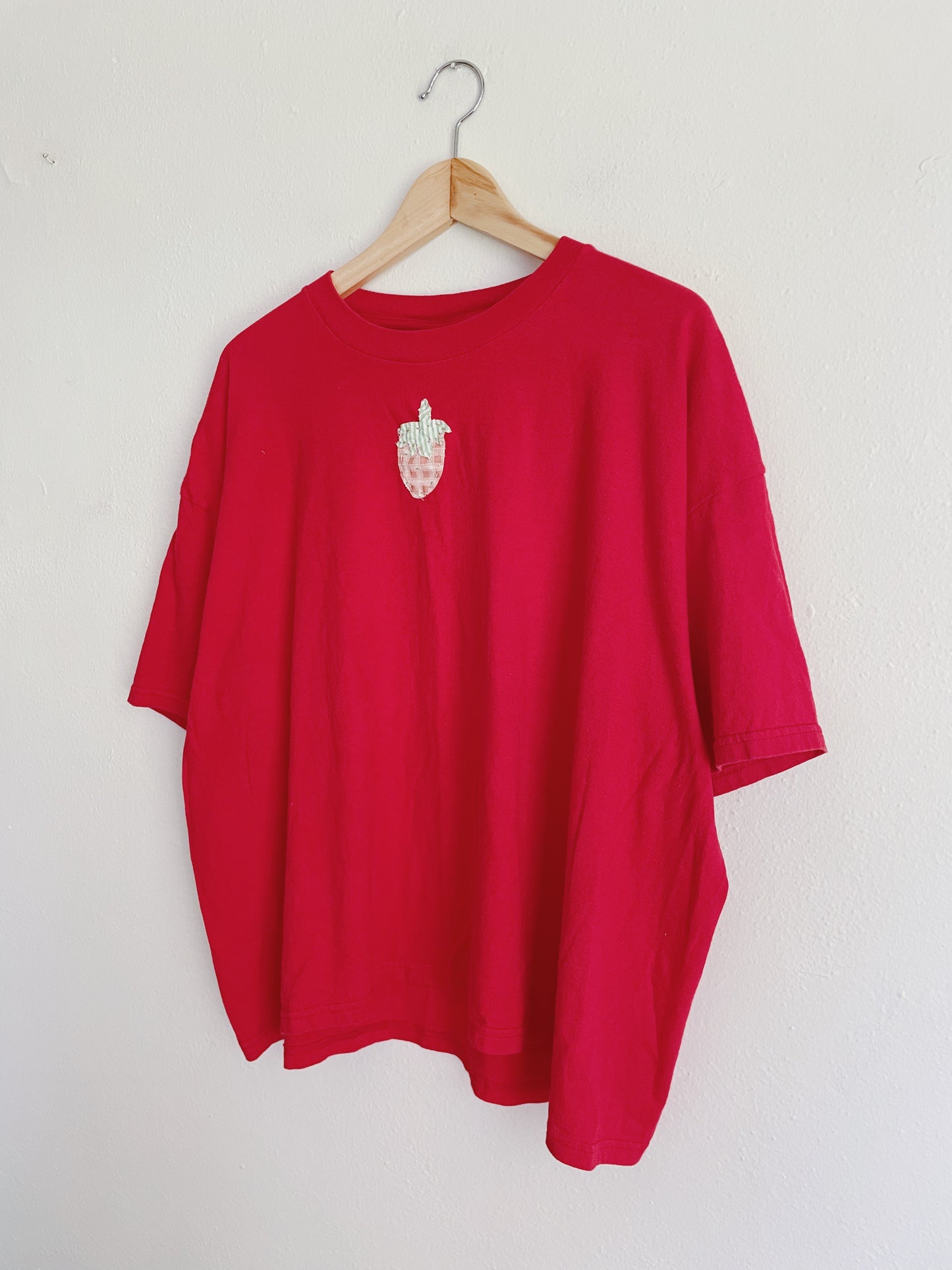 Hand Embroidered Strawberry Tee (XL)