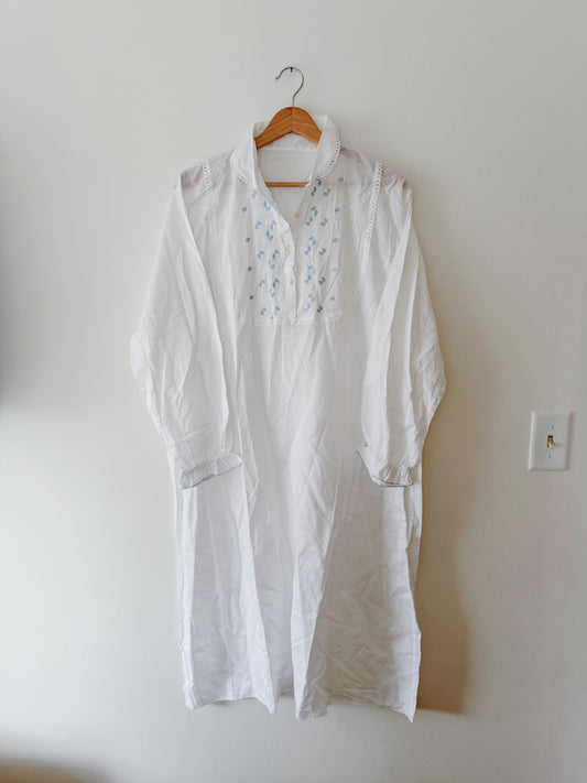 Vintage Nightgown Dress with Floral Details