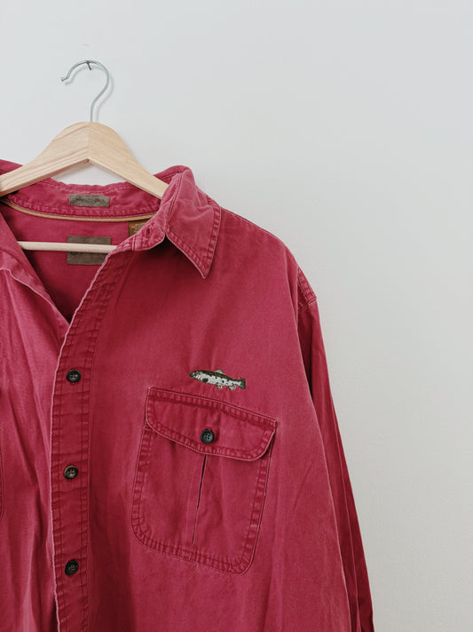 Embroidered Trout Button Up (XL)