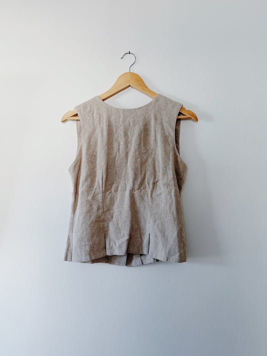 Embroidered Linen Top with Button Back (4)