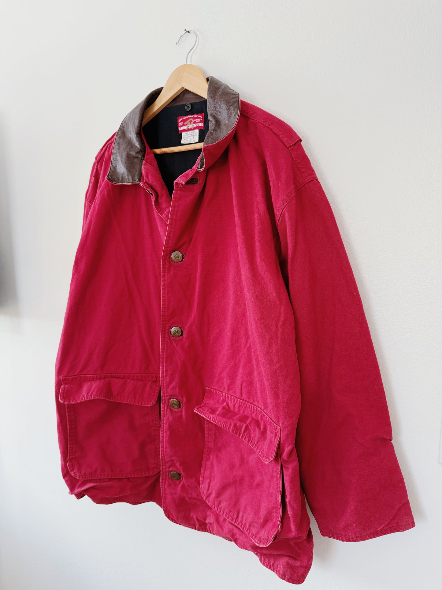 Red Chore Jacket with Corduroy Collar (L)