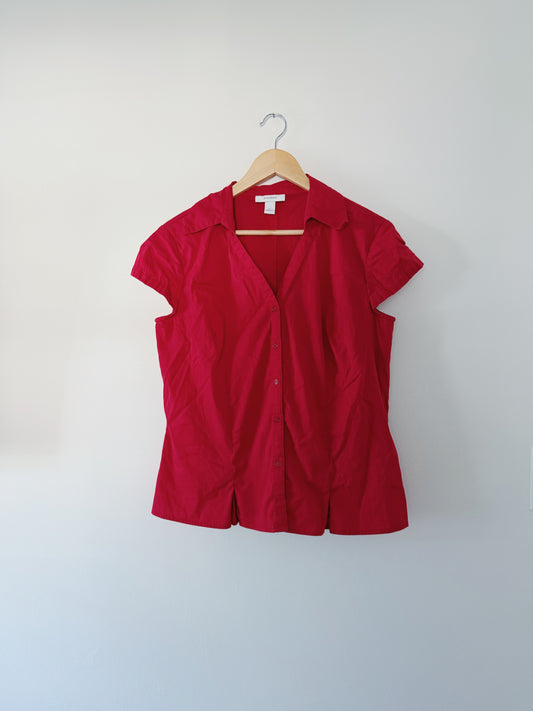 Red Button Down Top (L)