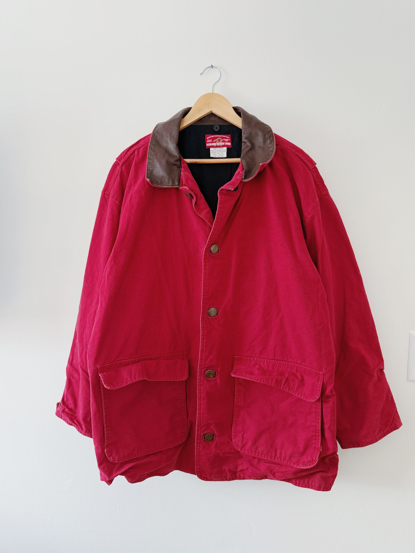 Red Chore Jacket with Corduroy Collar (L)