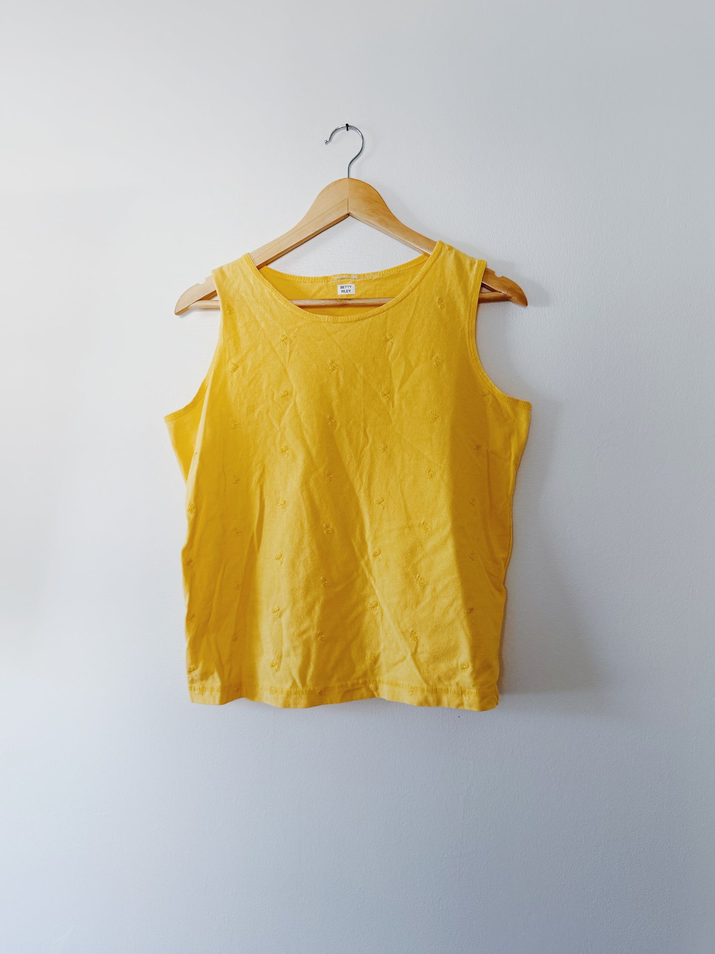 Yellow Tank with Embroidered Flowers