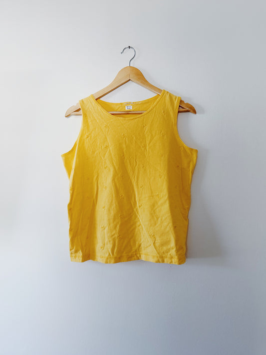 Yellow Tank with Embroidered Flowers