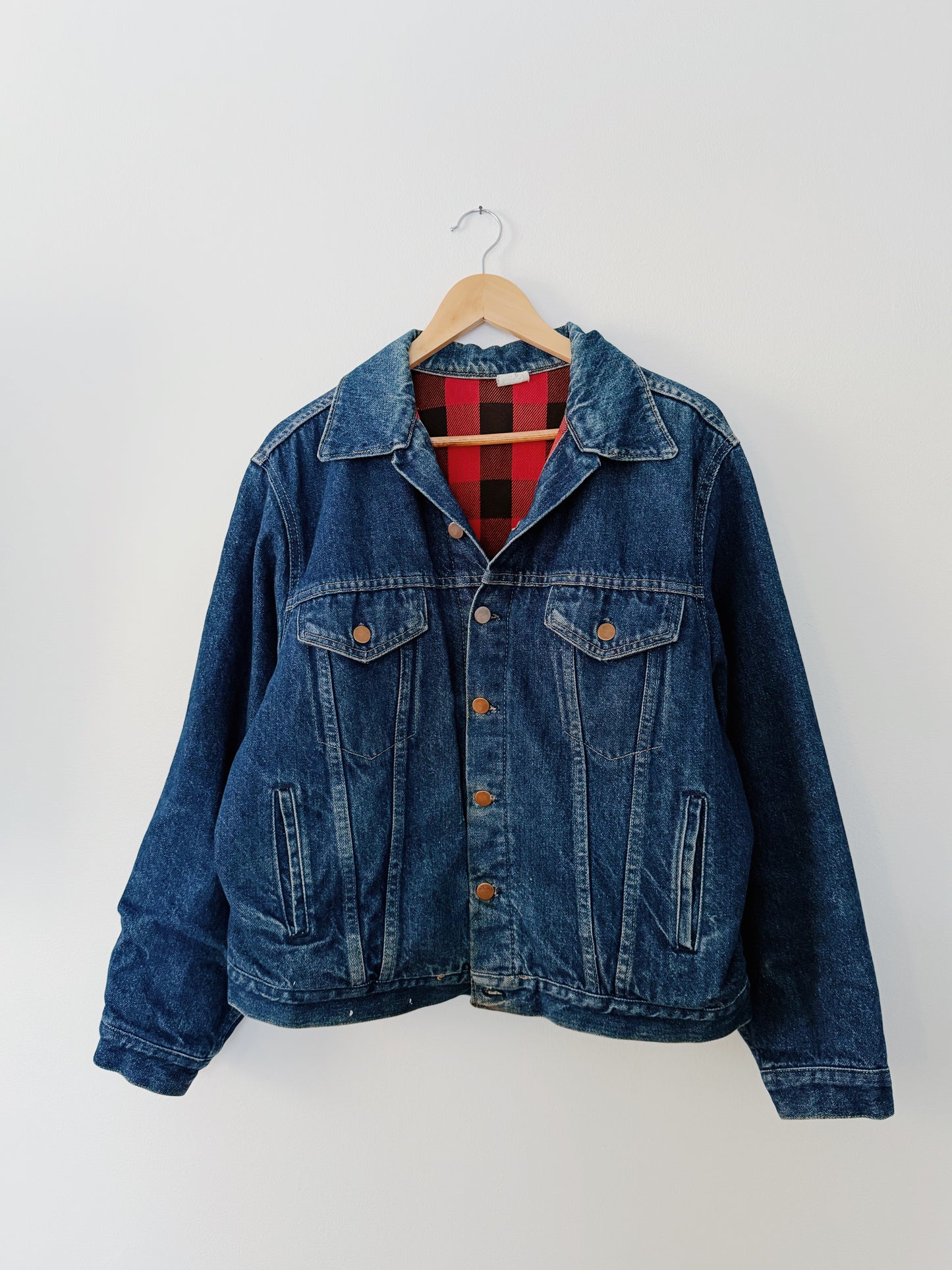 Denim Jacket with Buffalo Plaid Lining