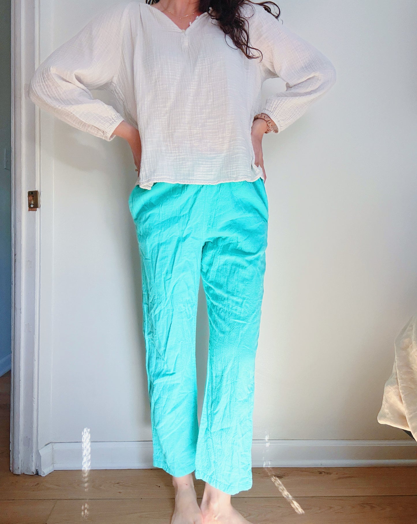 Blue Cotton Pants