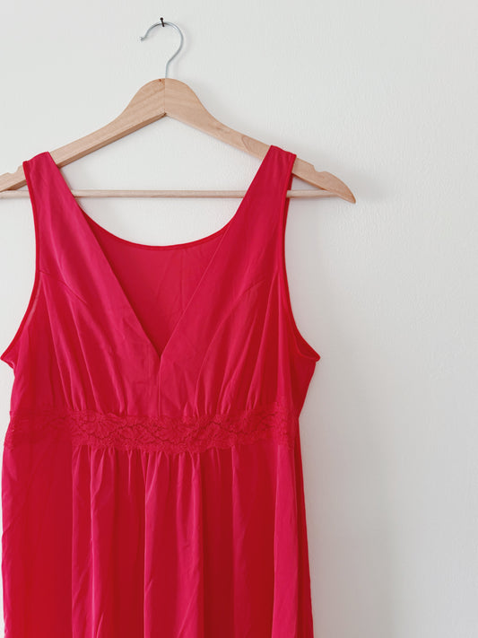 Red Lace Satin Dress