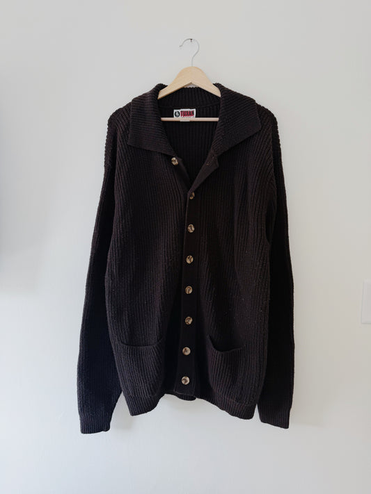 Vintage Long Chocolate Brown Cardigan (L)