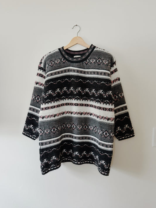 Vintage Patterned Sweater (S)