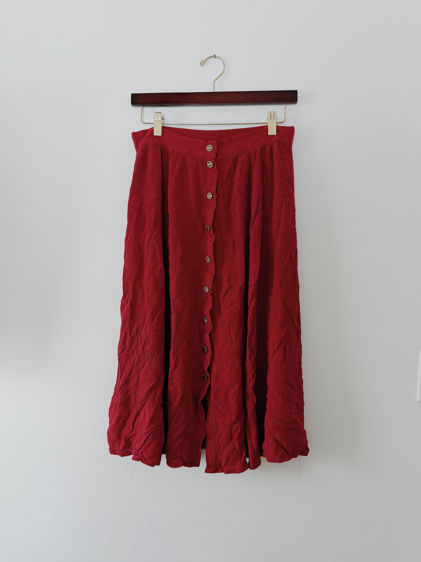 Red Button Down Skirt (M)