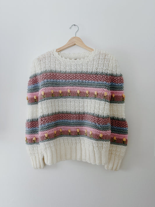 Vintage Sweater with Floral Detail (M)